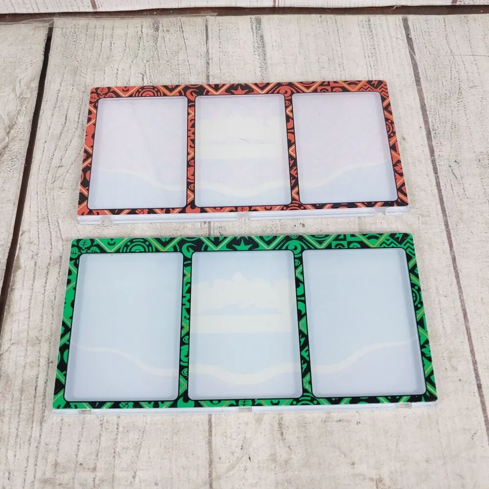 SET of 2 - Pokemon Card Hard Display Case - 3 Card Magnetic Acrylic - RED GREEN